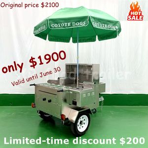 Kleine Hotdog Food Trailer Karren Te Koop Canada Enkele 304 Roestvrij Staal Mobiele Fruitkar Restaurant Mobiele Fast Food - Product Image 5