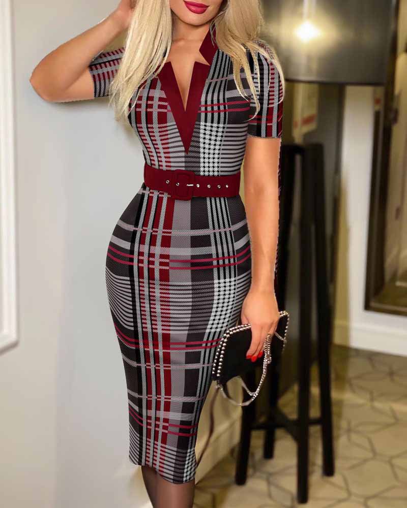 Wine red short sleeve (belt)