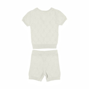 Ensemble deux pièces personnalisé en coton tricoté en nid d'abeille pour garçons vêtements d'été solides pour 0-12 <span class=keywords><strong>mois</strong></span> <span class=keywords><strong>1</strong></span>-10 ans vêtements décontractés pour garçon - Product Image 2
