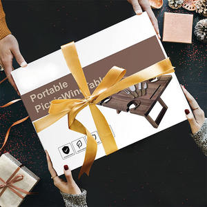 Plateau pliable en bois, 4 porte-verres, planche à fromage OEM/ODM, Table de pique-nique Portable en bois d'acacia avec couteau - Product Image 6