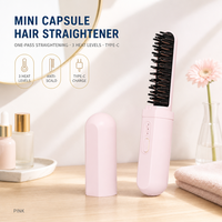 Sisir Pelurus Rambut 3 Tingkat Panas 150 hingga 180 ° Sensor Keramik Anti Panas PT100 2200mAh Tipe C untuk Perjalanan Rumah Grosir