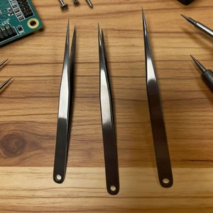 Pinzas de alta precisión con un orificio en el extremo; Desmontaje y reparación electrónica ST; pinzas de acero inoxidable de máxima precisión; - Product Image 2