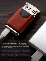 Briquet électronique USB JOBON en bois de santal rechargeable, design minimaliste, double arc, personnalisable, pour cigarettes et bougies – Vente en gros