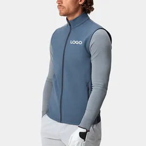 Custom Winter Plus Size <strong>Men's</strong> <strong>Navy</strong> <strong>Gilet</strong> Zipper Clip Polyester Spandex Spring Soft Shell Vest for Golf - Product Image 2