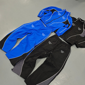 OEM Custom logo 3m Reflective Jogging Nylon <strong>Tracksuit</strong> Mens Jacket Windproof Windbreaker Nylon Sets <strong>White</strong> Pipping Stripes for Men - Product Image 1