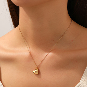 Collar con Colgante de Estrella de Ocho Puntas y Corazón, Chapado en Oro de 18K, Acero Inoxidable, Circonita Cúbica, Joyería Impermeable para Clavícula - Product Image 3