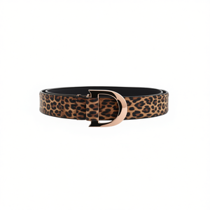Ceinture à imprimé léopard 3 cm avec boucle en D, ceinture de taille tendance pour femmes - Product Image 2