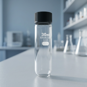 SAMCO LAB Tube en verre borosilicate de 30 ml avec bouchon noir, récipient de laboratoire transparent OEM - Product Image 1