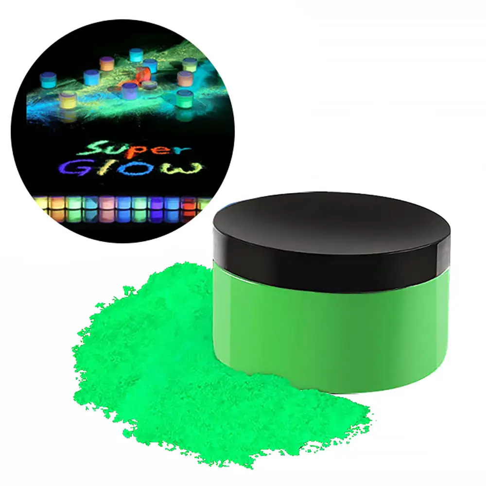 Recette de lueur fluorescente lumineuse 12 couleurs poudre de Pigment photoluminescent lueur dans le noir Pigments de lueur Uv Pigment fluorescent