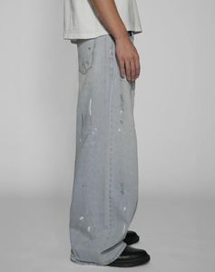 عالية الجودة مخصصة عالية الشارع الشهير جان حمض المغسول الجينز الفضفاضة Y2k الأزرق الفاتح سروال جينز للرجال - Product Image 4