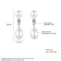 CZCITY CZCITY Élégantes Boucles d'Oreilles Pendante de Luxe Tendance pour Femme en Argent Sterling 925 avec Perles de Riz et Perles d'Eau Douce pour Mariage