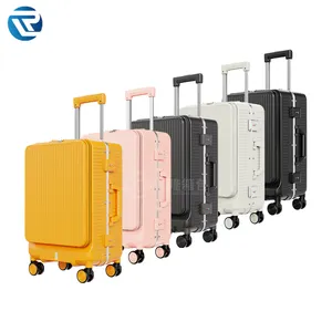 Tas koper kulit keras untuk dewasa, koper cangkang keras komputer model Buka depan, koper ABS untuk dewasa