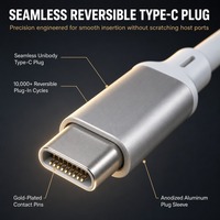 Hub USB-C 4-en-1 compatible OTG, adaptateur multiport en alliage d'aluminium pour iPad, tablette, smartphone, ordinateur portable, disque dur externe