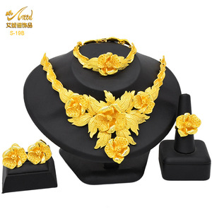 Dubai 24 Ayar Altın Takı Afrikalı Gelin Takı Seti Suudi Kadın Kolye Bilezik Küpe Yüzük Dört Parçalı <span class=keywords><strong>Set</strong></span> - Product Image 6