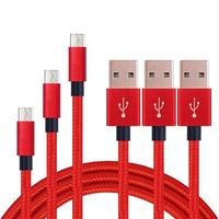 Kabel USB Micro Pengisi Daya Cepat Berbahan Nilon Kepang, Super Charging, Panjang 3 Meter untuk Penggunaan Ponsel, Power Bank, Printer