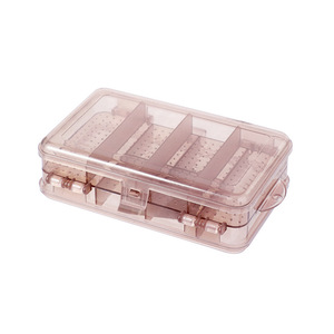 Wholesale double-layer portable jewelry box earrings transparent plastic storage box double-sided 10 grid mini storage box