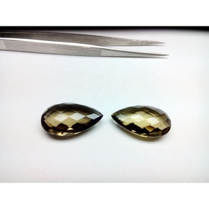 พลอยลูกแพร์เหลี่ยมเพชรพลอยธรรมชาติ briolette ควอทซ์15X25mm - Product Image 5