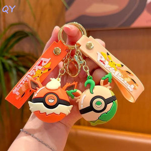 QY Rubber pocket monster Ball <b>Key</b> Chain Anime <b>Key</b> <b>Ring</b> Collectible Bag Charm <b>Car</b> Hanging Ornament - Product Image 3