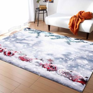Tapis de flocon de neige de noël avec tapis antidérapant boules de noël impression botanique pour chambre salon décor à la maison ensemble - Product Image 1