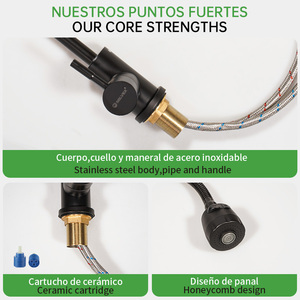 Mélangeur de <span class=keywords><strong>cuisine</strong></span> SOLVEX en acier inoxydable finition noire, 2 fonctions de pulvérisation (chaud et froid), flexibles - Product Image 6