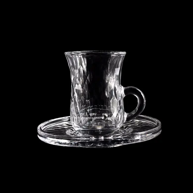 Modern lead free crystal glass nordic tea cups coffee cup glass coffee tea mug and saucer