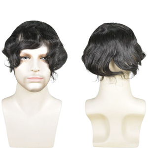 3 #   Peluca de <span class=keywords><strong>Cabello</strong></span> Natural para <span class=keywords><strong>Hombre</strong></span>, Estilo Europeo y Americano, Corta y Rizada, Tejida a Mano, Marca Net Hand Hook Spot MONO - Product Image 5
