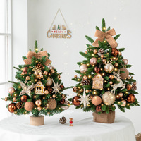 Grenzüberschreitender Neuer Stil Gemischter Blätter-Tisch-Weihnachtsbaum 60cm Deluxe PVC PE-Blätter Dichter Weihnachtsbaum-Set Heimdekorationen
