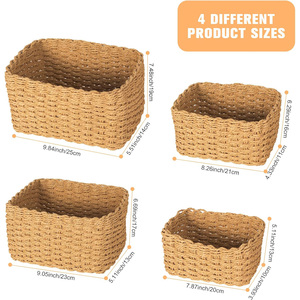 Set of 4 Stackable Vintage Willow <strong>Basket</strong> <strong>Storage</strong> Woven Wood Rattan <strong>Wicker</strong> Changing <strong>Unit</strong> Tray for Picnic Organiser - Product Image 2