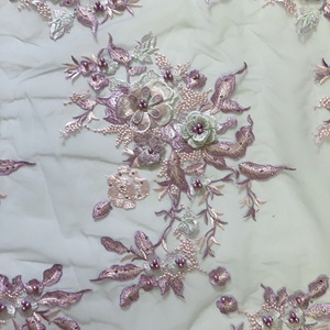 Nouvel Arrivage Applique Broderie Dentelle 3D Fleurie Ornée <span class=keywords><strong>de</strong></span> Pierres et Perles pour Robes LT2374A - Product Image 5