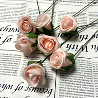 Vente d'usine, grande taille, rose en mousse PE de 4 cm avec tige, décoration de gâteau de mariage, fleurs en mousse