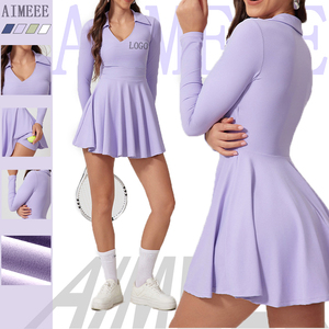 <span class=keywords><strong>Ropa</strong></span> deportiva para <span class=keywords><strong>mujer</strong></span>, conjunto de falda de <span class=keywords><strong>tenis</strong></span> de manga larga, <span class=keywords><strong>ropa</strong></span> de yoga, vestidos deportivos de una pieza - Product Image 1