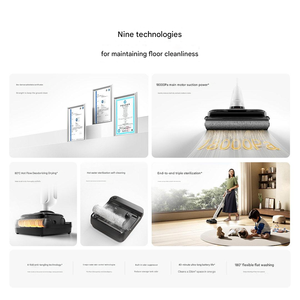 Aspirateur laveur sans fil anti-emmêlement Xiao mi 4 pour sols, nettoyage humide et sec, avec brosse à rouleaux autonettoyante pour la maison - Product Image 2