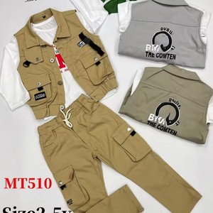Ensemble Vêtements Garçons Modèle YQ243 Automne – 3 Pièces : Chemises et Jeans pour Enfants - Product Image 4