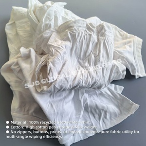 Paños de Limpieza de Tela Reciclada, Trapos de Camiseta Cortados, 100% Algodón Blanco para la Industria - Product Image 4