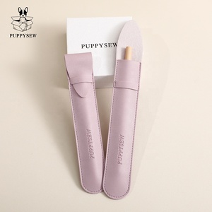 PUPPYSEW Custom logo PU Leather Pen <b>Envelope</b> Pouch Bags Handmade Eyebrow Pencil Protective Case Cover Packaging Pouch - Product Image 5