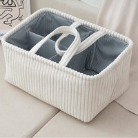 Panier de rangement multifonctionnel rectangulaire pliable et portable de style rétro, grande capacité, écologique, pour mère et bébé, avec poignée