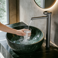 Robinet de lavabo Weihao en or rose, bec long, monocommande, fonction eau chaude et froide