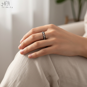 Anillo de Diamantes Naturales Reales de Oro Blanco y Negro Sólido de 18K, Diseño Clásico Europeo Vintage de Alta Calidad para Mujer, Ideal para Fiestas - Product Image 6