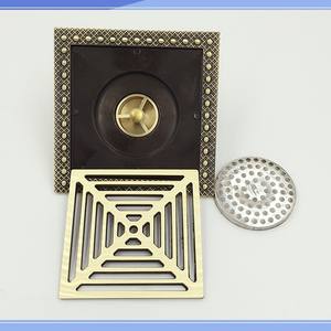 ท่อระบายน้ำพื้นทองแดงสไตล์ยุโรป ขนาดใหญ่พิเศษ 15x15 ซม. ป้องกันกลิ่นและแมลง สำหรับระเบียงกลางแจ้ง แบบย้อนยุค แผง 15 ซม. - Product Image 4