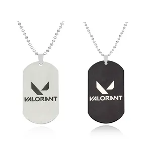 Popular Game VALORANT Necklace Keychain Fashion Badge Dog Metal Pendant Car Keyrings Choker Punk Cool Gaming Gift for Fans
