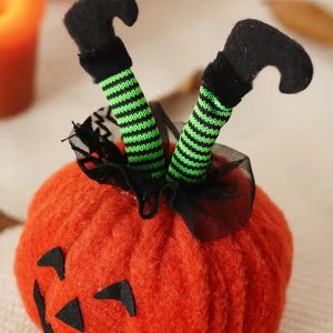 Decoración de Halloween, Adorno Creativo de Muñeca Calabaza con Pie de Bruja, Adorno para Crear Ambiente de Fiesta de Fantasmas - Product Image 4