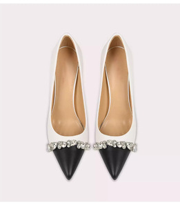 Zapatos de tacón alto de mujer con punta ancha y tacón estrecho, diseño color block, elegantes y de gran tamaño - Product Image 5