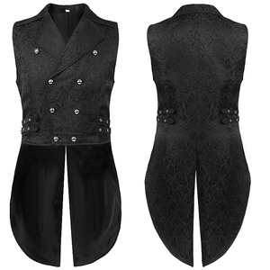 Gilet Steampunk Victorien et Gothique pour Homme, Gilet Vintage Rouge à Double Boutonnage Jacquard en Brocart, Veste Sans Manches - Product Image 2