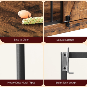 Cage à chien en bois robuste pour intérieur, avec porte en métal et séparateur à tiroir, pour animaux de grande taille - Product Image 5