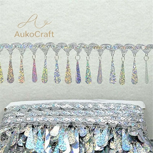 Hiasan Pesta Natal DIY, Renda Payet Dekoratif Merah Hijau Biru, Glitter Payet, Rumbai Manik-Manik, Pita Kostum - Product Image 1