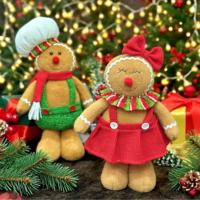 Vente en gros de poupées en peluche de bonhomme en pain d'épices de Noël écologiques et durables, faites à la main, décoration de table nordique pour les fêtes, cadeau de Noël pour la maison