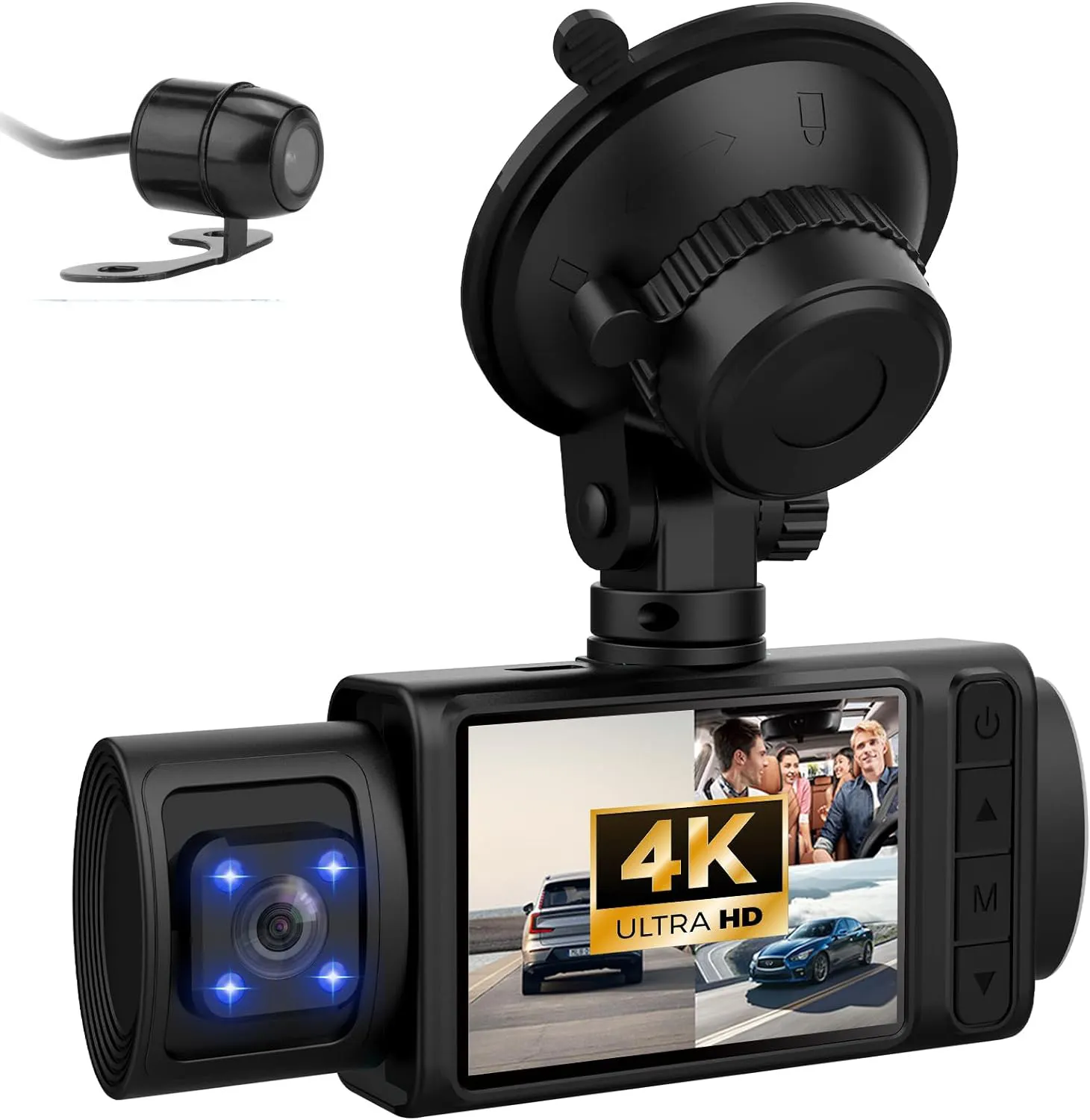 Dashcam Voor En Achter, 4K/2.5K Full Hd Dashboard Camera Voor Auto 'S, Ingebouwde Wi-Fi Gps, Nachtzicht, Groothoeklus-Opname