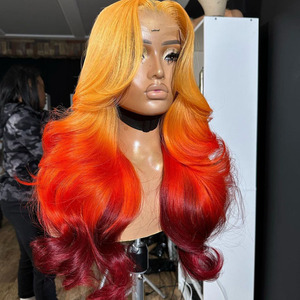 Nuova collezione autunno personalizzato giallo arancio capelli brasiliani parrucca frontale del corpo wave13 x 4 13x6 capelli umani in pizzo <span class=keywords><strong>parrucche</strong></span> anteriori per le donne - Product Image 3