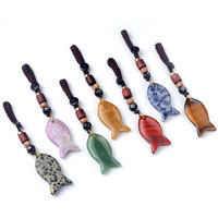 Porte-clés en pierre naturelle en gros d'usine avec cordon tressé, design unique, breloques améthyste et œil de tigre, accroche-sac pour cadeau