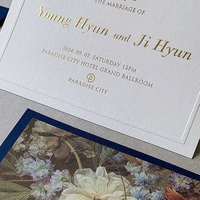 Tarjeta de gama alta personalizada, plegable en relieve de oro impreso de doble cara para invitaciones de boda y tarjetas de agradecimiento